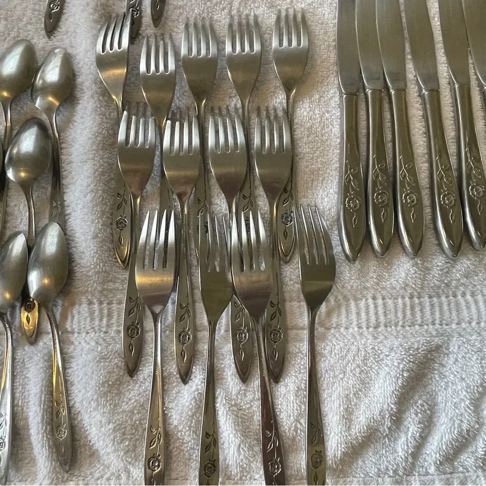 Vintage Oneida Community Stainless My Rose Collection Serving and Flatware